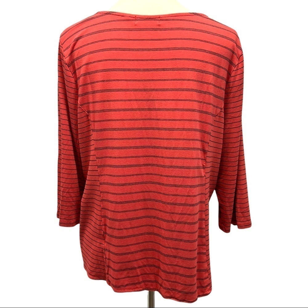 Habitat Terra Cotta Striped Stretchy Knit Tie Front Top - Picture 5 of 9